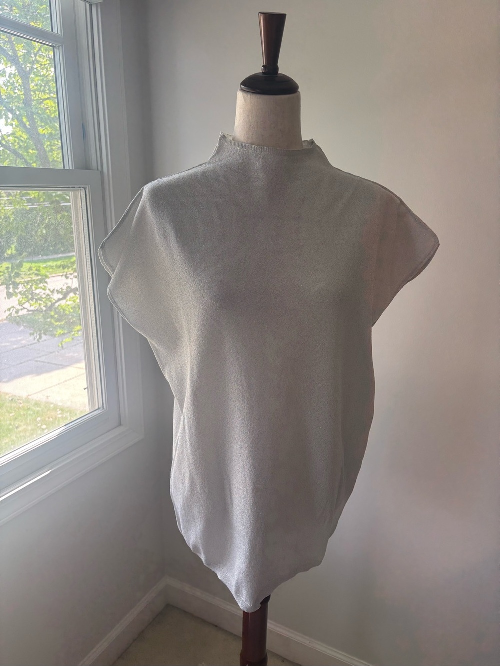 Pilcro Light Gray Sparkle  Sleeveless Mock Turtleneck Sweater